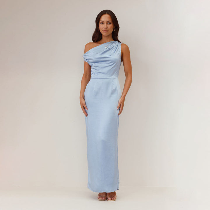 Dame Elegant Maxikjole med asymmetrisk overdel og figursyet snit Stilla