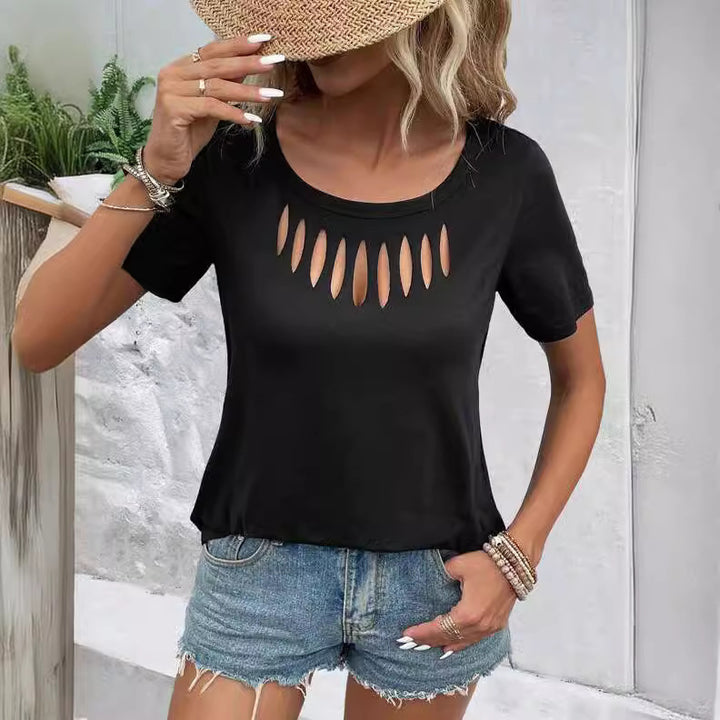 Dame Casual T-Shirt med Cut-Out-detaljer Stilla