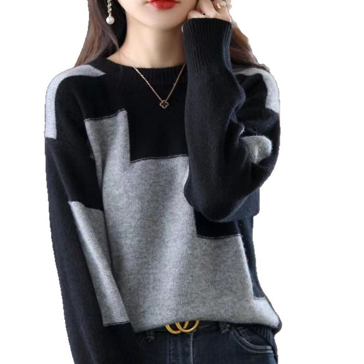 Dame mønstret strikket sweater med geometrisk design Stilla