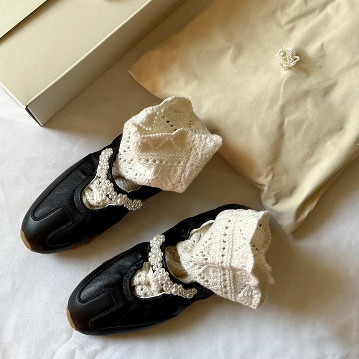 Dame Mode Læder Slippers med Perle detaljer Stilla