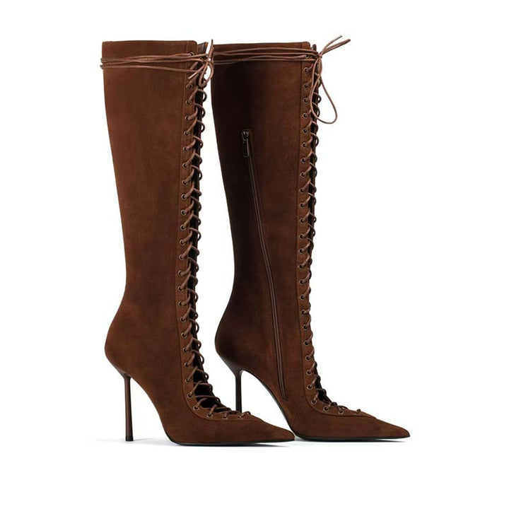 Femme Snørre-Stiletto Over-the-Knee Støvler Stilla