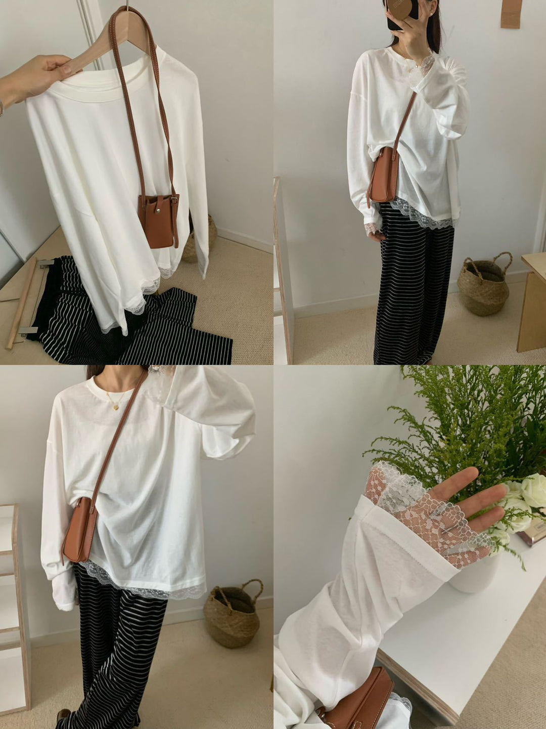 Damer moderne Langærmet bluse med elegant spidsedetalje Stilla