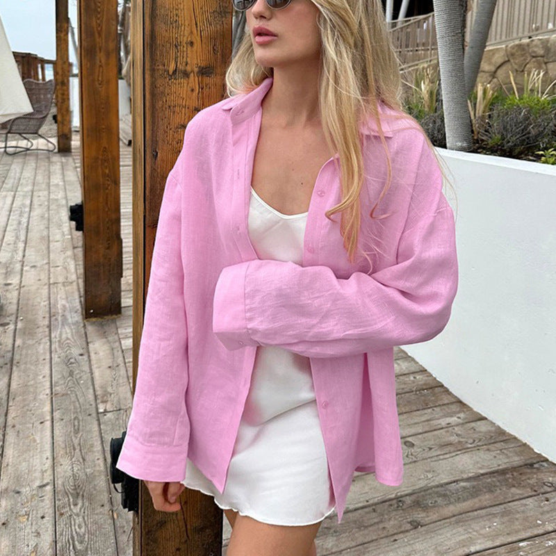 Dame casual skjorte bluse lavet af let linned Stilla