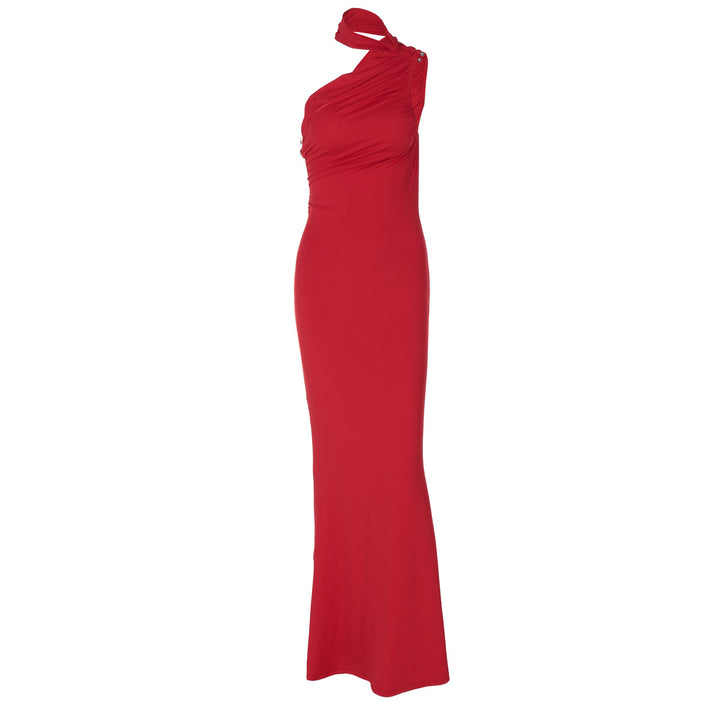 Dame Elegant Maxikjole med asymmetrisk design og raffineret drapering Stilla