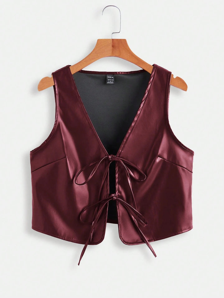 Dame elegant cropped top med moderne snøring Skovae