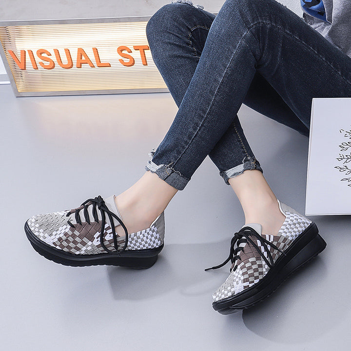 Dame Woven Casual Sneakers med forhøjet sål og åndbart design Stilla