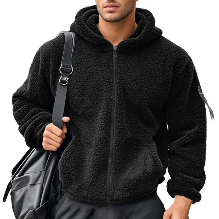 Herrer fleece hoodie med fuld lynlås og praktiske lommer Stilla