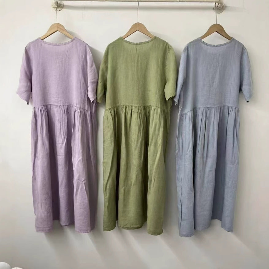 Femme Casual Knap-Bomulds Kjole Stilla