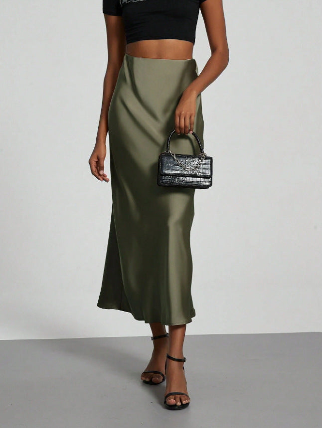 Dame Elegant Satin Maxi Skirt Stilla