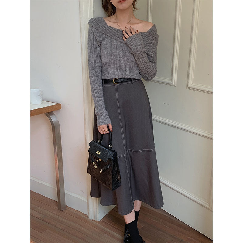 Damer Off-Shoulder Strikpullover med fashionable snit Stilla