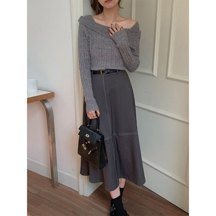Damer Off-Shoulder Strikpullover med fashionable snit Stilla