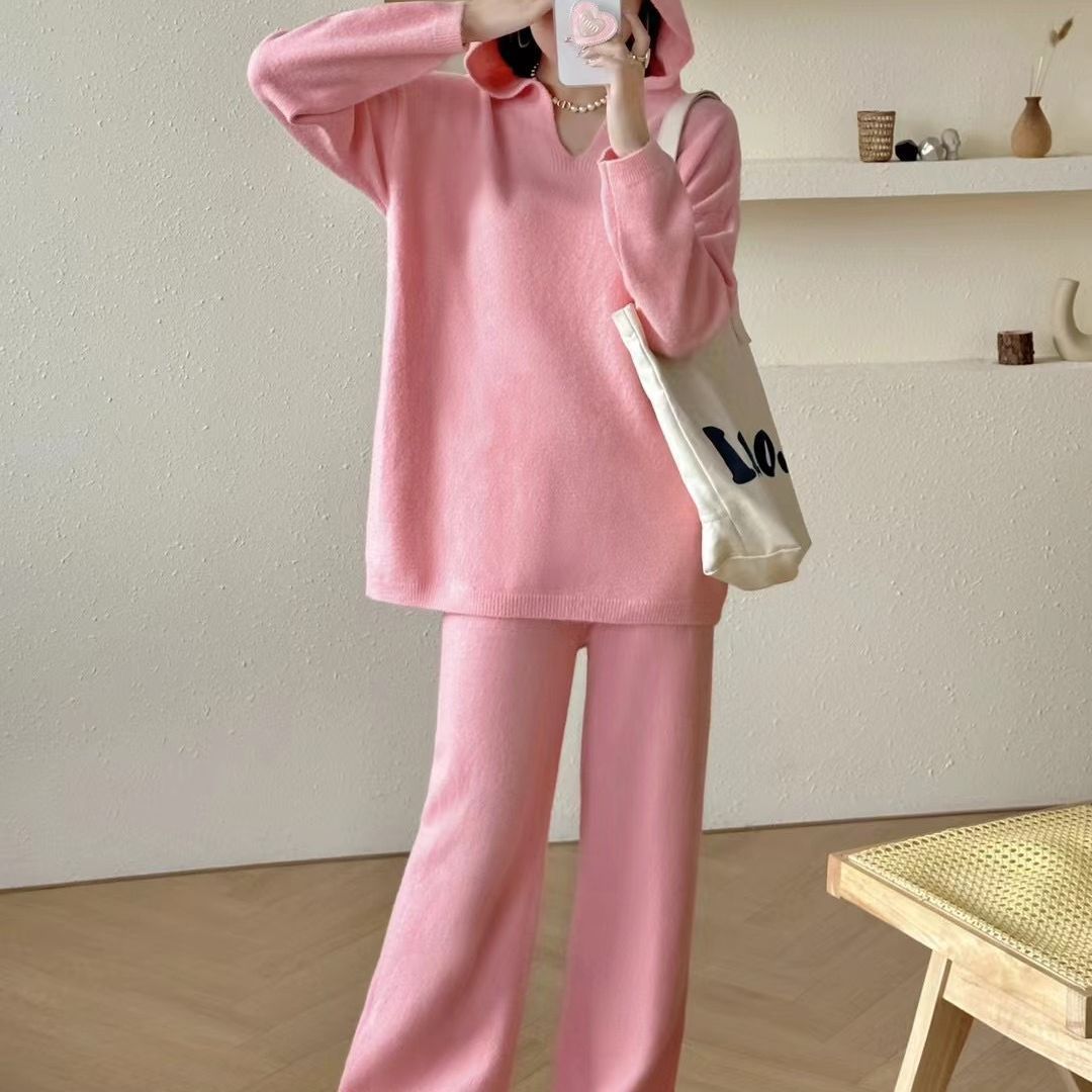 Femme Afslappende Strik-Loungewear-Sæt Stilla