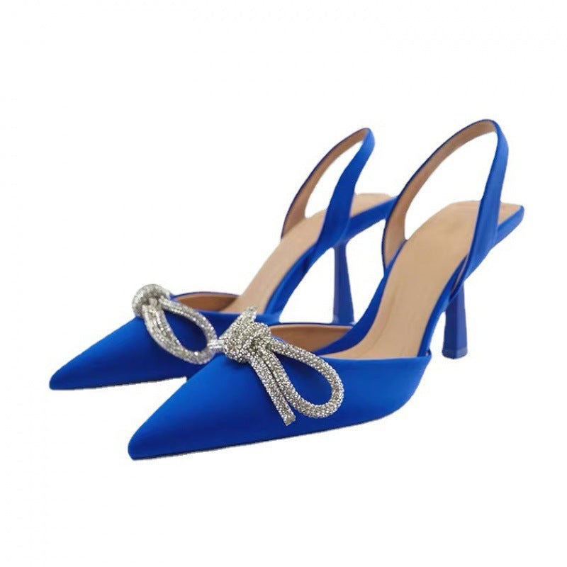 Damernes Slingback Pumps med glitrende sløjfe-design og elegant blokhæl Stilla