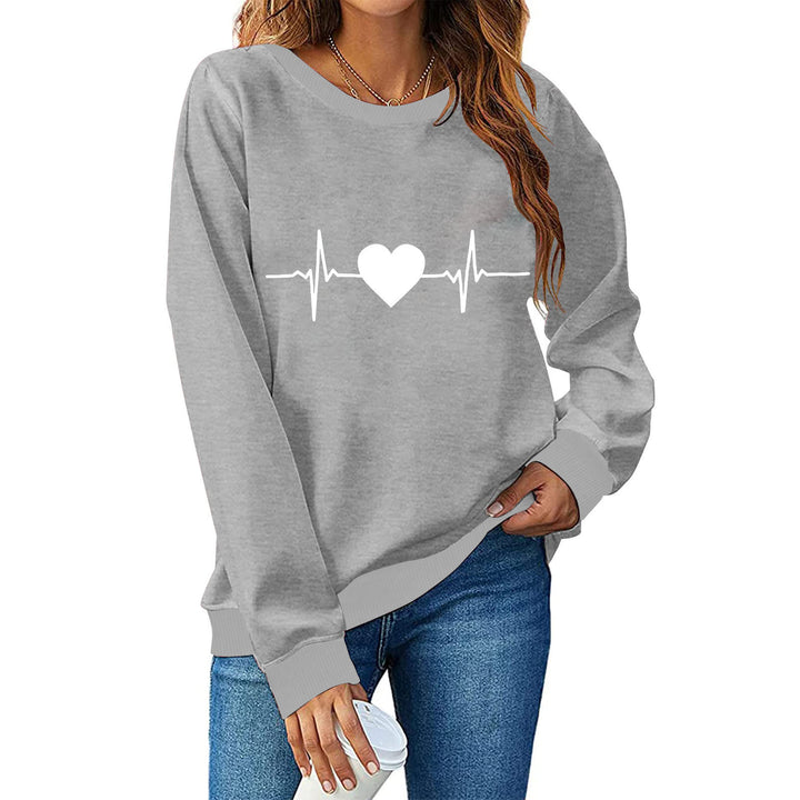 Dame sweatshirt med kreativ hjerterytme-design Stilla