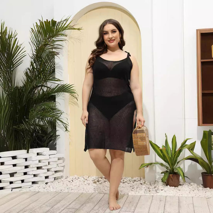 Dame luftig strandbeskyttelseskjole med dybe sideslidser Stilla