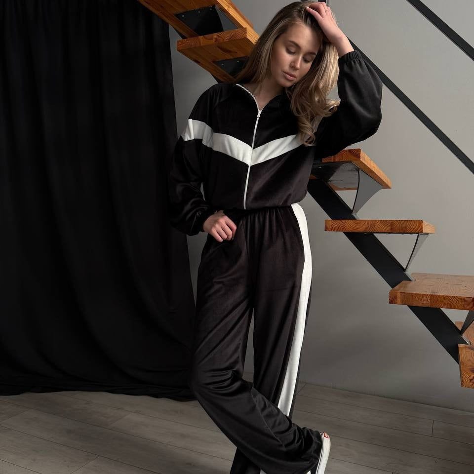 Dame sporty fleece jumpsuit med lynlås Skovae