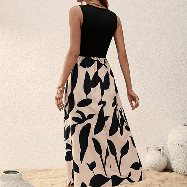Dame Elegant Maxi-kjole med blomstertryk overlay Stilla