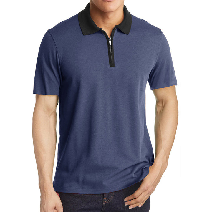 Herrer Kortærmet Poloshirt med Lynlås og Kontrastkrave Stilla