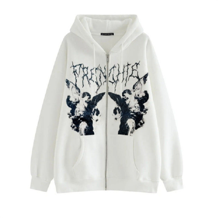 Femme Kunstnerisk Grafik Zip-Up Hoodie Stilla