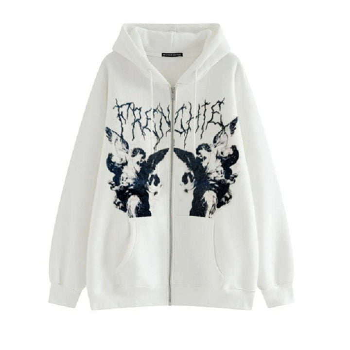 Femme Kunstnerisk Grafik Zip-Up Hoodie Stilla
