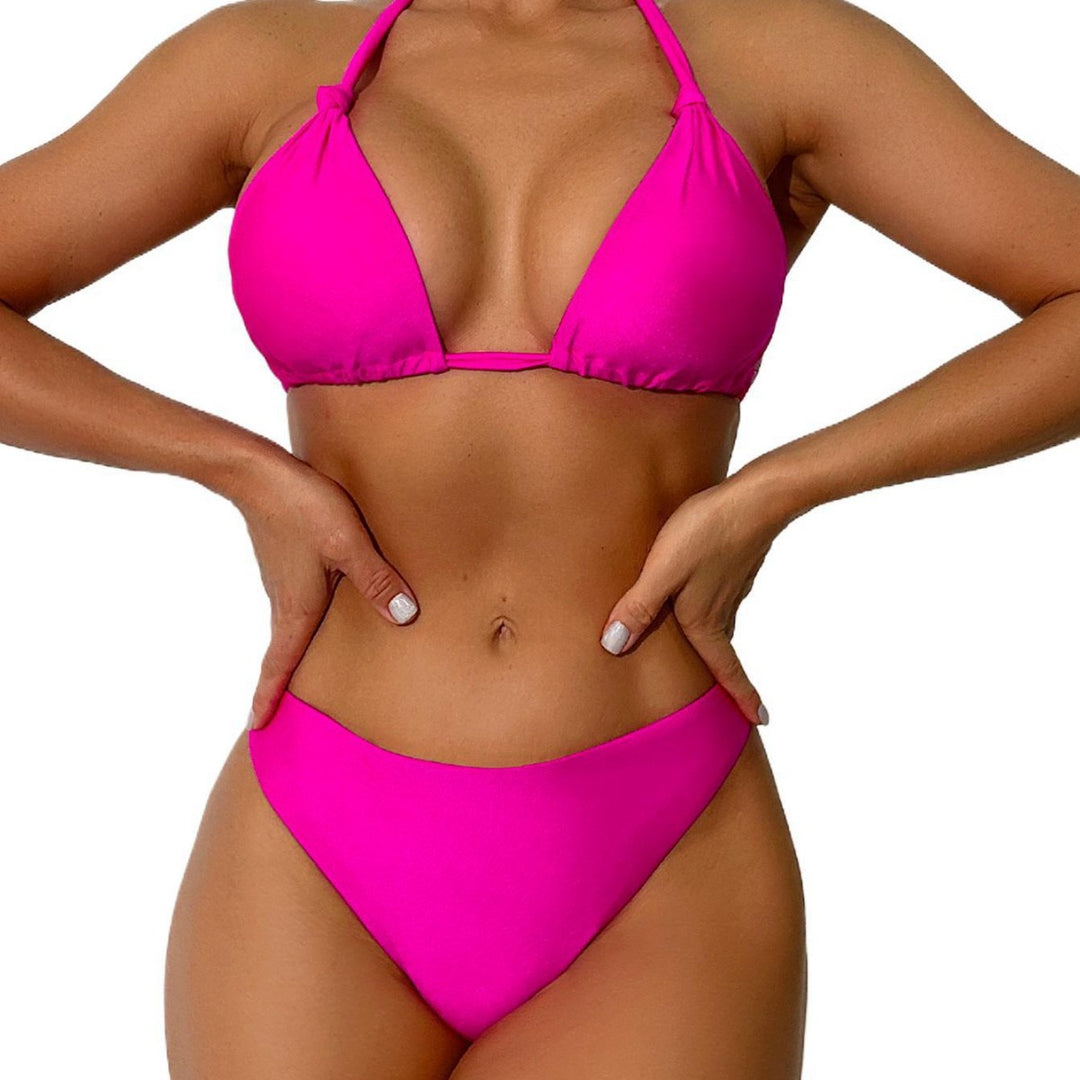 Frau Minimalistisk Trekants Bikini-Sæt med justerbare Bindebånd Stilla