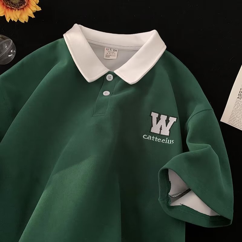 Herre polo shirt med kontrasterende krave og broderet logo Stilla