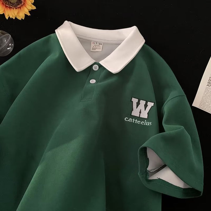 Herre polo shirt med kontrasterende krave og broderet logo Stilla