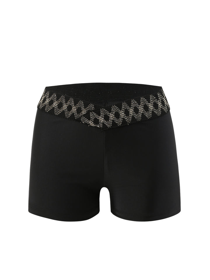 Dame højt skårne badshorts med dekorativt taljebånd Stilla