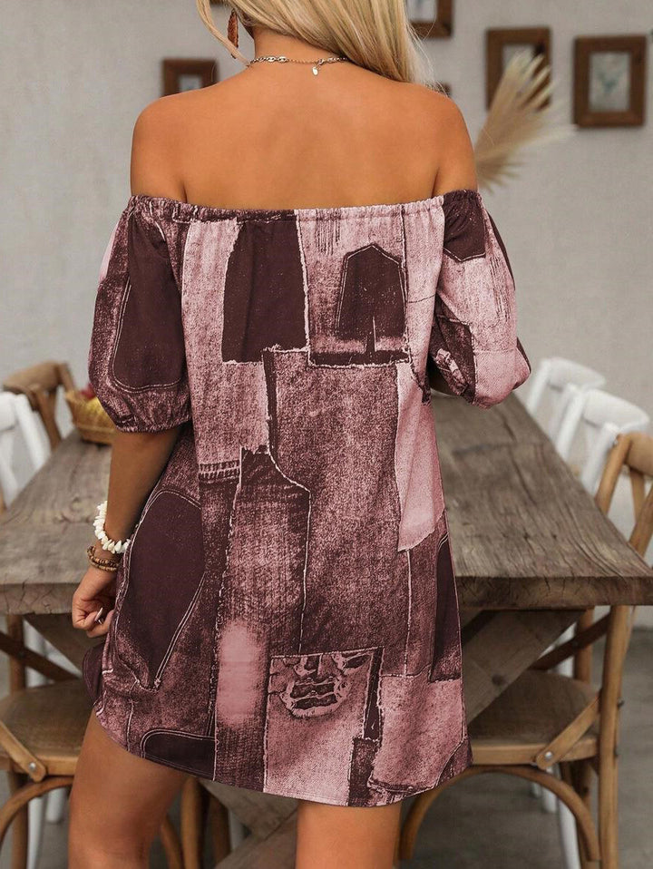 Dame Off-Shoulder Kjole med moderne Patchwork-design Stilla