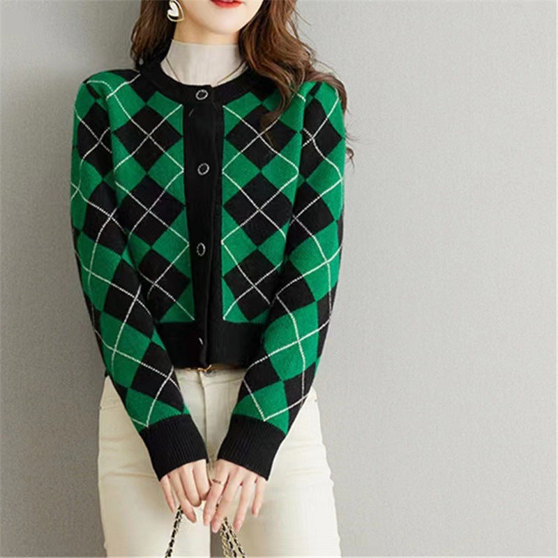 Femme Argyle Strikjakke Stilla