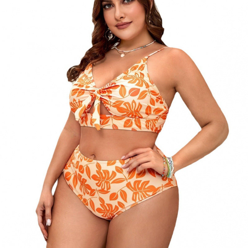 Dame Bikini-sæt med blomster wrap-top og høj talje trusse Skovae