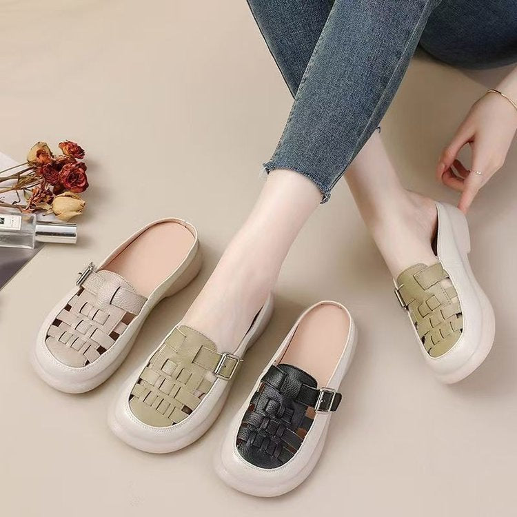 Dame komfort-sandaler med moderigtigt flettet remdesign og skridsikker sål Stilla