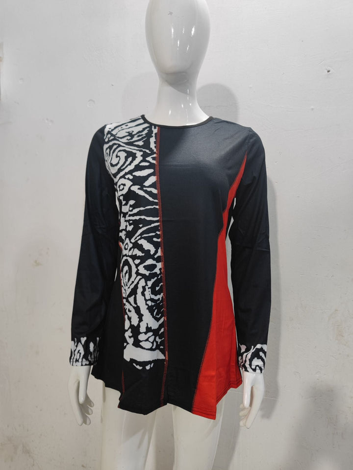 Stilla | Trendy Print Rund Hals Lange Ærmer Top