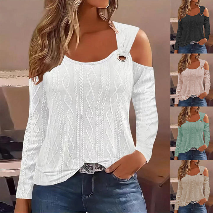 Dame strikketop med trendy cut-out og dekorative detaljer Stilla