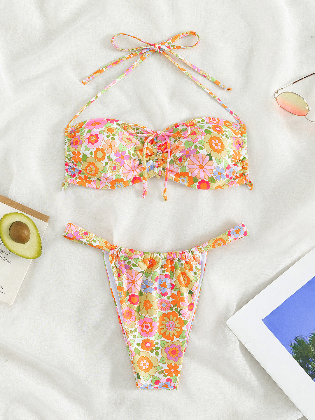 Dame blomster mønster bandeau bikini Skovae