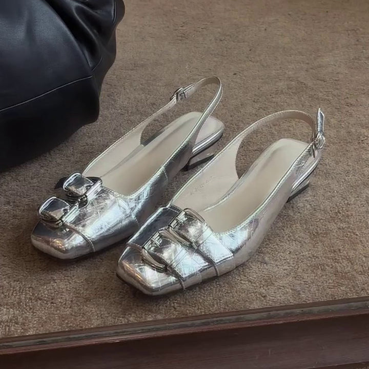 Kvindernes elegante Slingback-flade sko med dekorativ bue-detalje Stilla