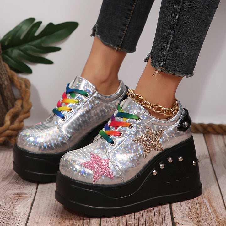 Dame Glitrende Plateau Sneakers Stilla