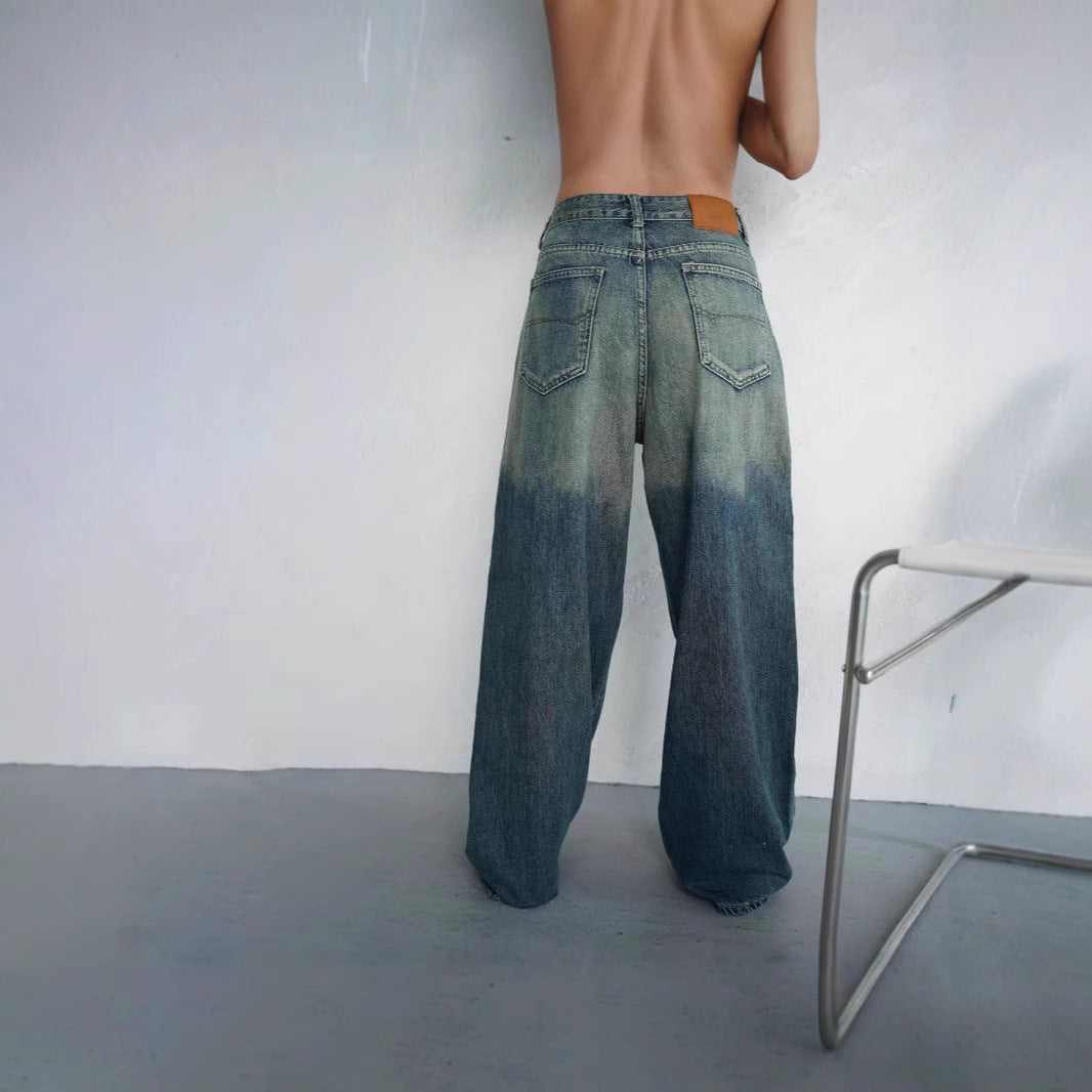 Dame bred jeans med elegant faded effekt Stilla