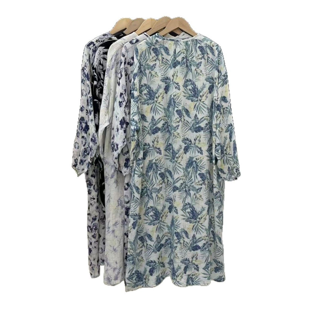 Dame Floral Print Lange Knaplukning Kjole Stilla