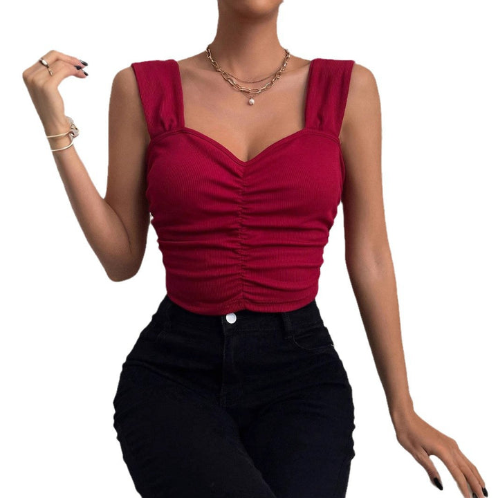 Dame Smukt figursyet Crop-Top med rynk og brede stropper Stilla