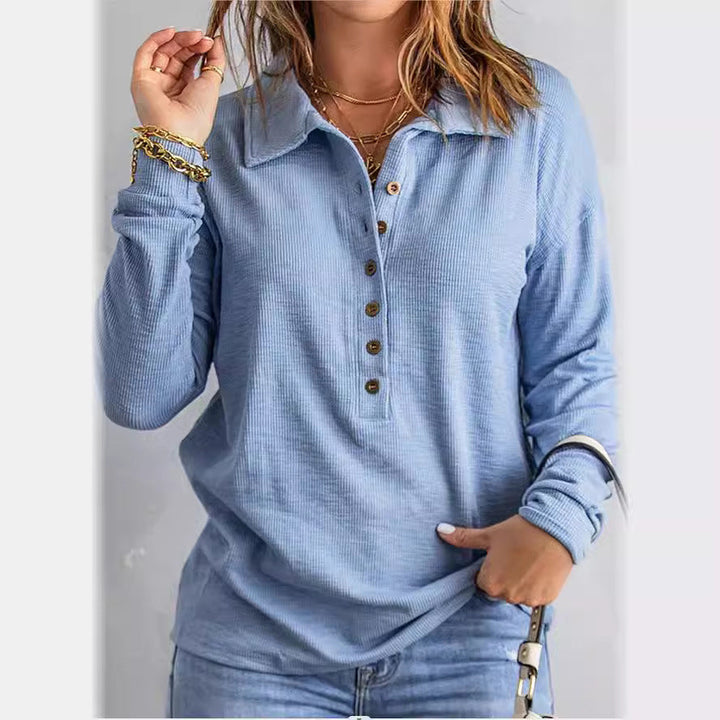 Stilla | Elegant Langærmet Bluse Med Knapliste