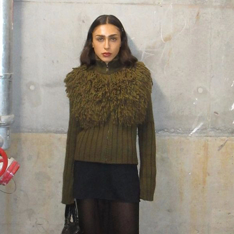 Femme Cozy Fuzzy Strik Zip-Kardigan Stilla