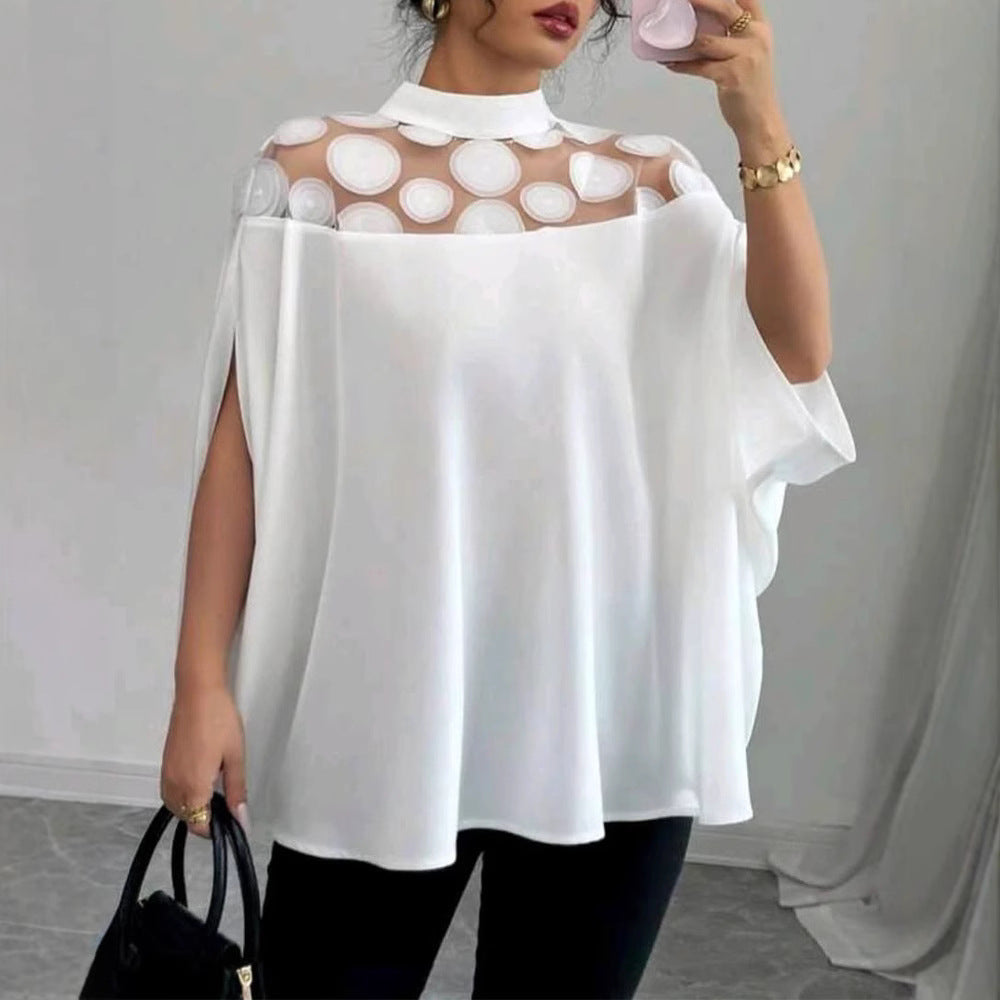 Dame moderne bluse med transparent skulderdesign Stilla