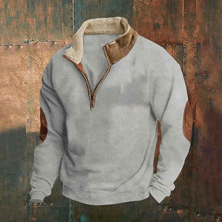 Herrer fleece-pullover med halvdel lynlås og struktureret krave Stilla