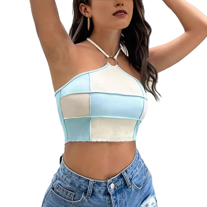 Dame Cropped Top med moderigtig ringdetalje og colorblock design Stilla