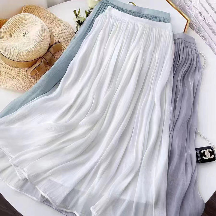 Dame Let Fald Skirt i fint Chiffon Stilla
