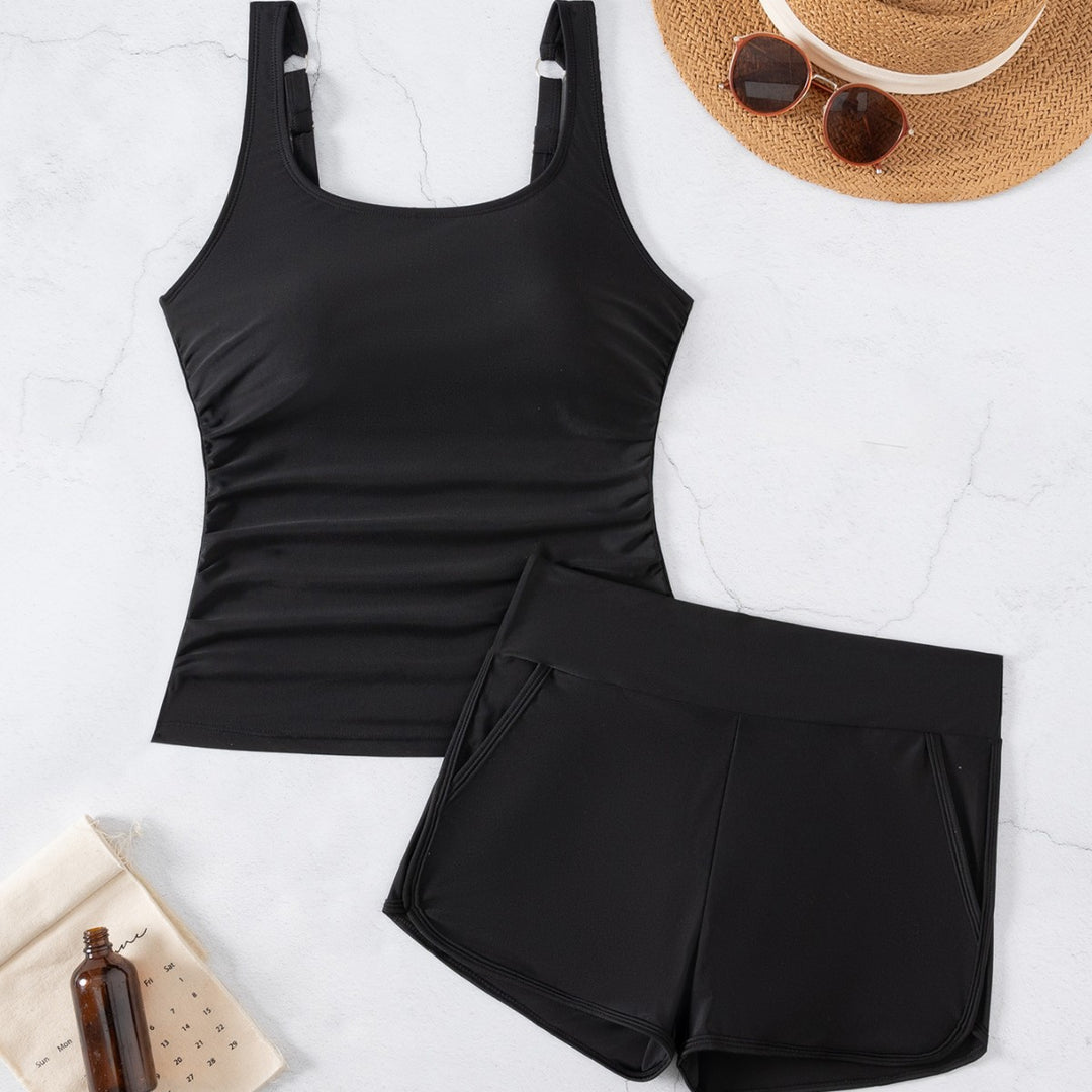 Dame Sporty Badetop med Shorts og sidelommer Stilla