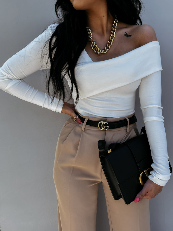 Damer Off-Shoulder Overtøj med elegant Wickeloptik Stilla