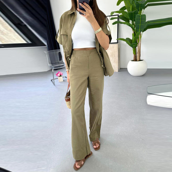 Dame stilfuldt linned-outfit Stilla