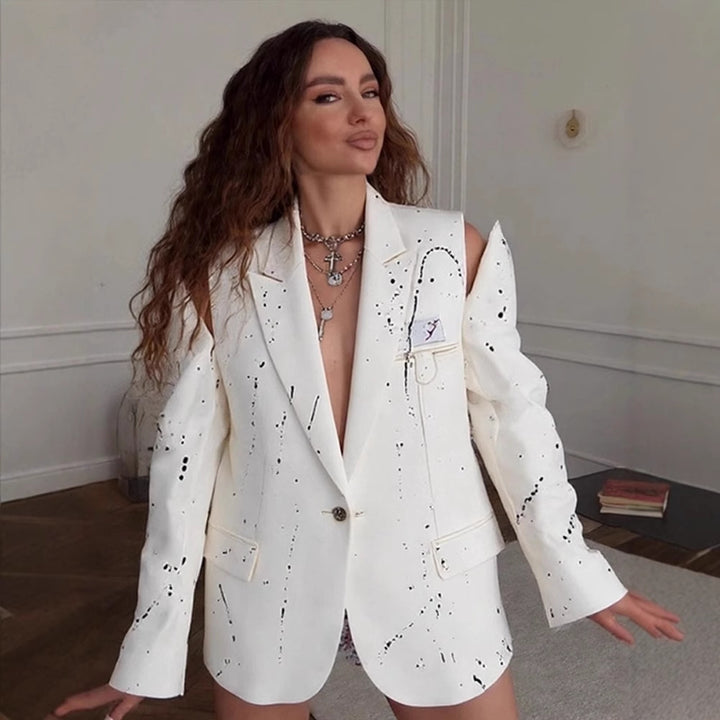 Dame størrelser blazer med kreative designelementer Stilla
